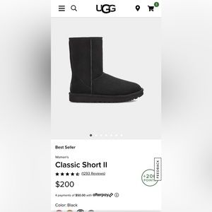 UGG Classic Short II BLACK 7 (38) boots